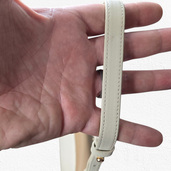 LUANA Beige White Gold Hardware Adjustable Strap Italy Leather Crossbody Bag - Picture 8 of 16